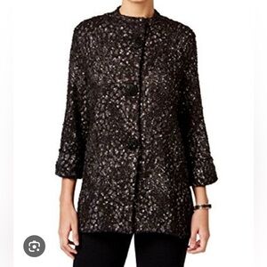 JM Collection Black Sequins Topper Jacket Size M